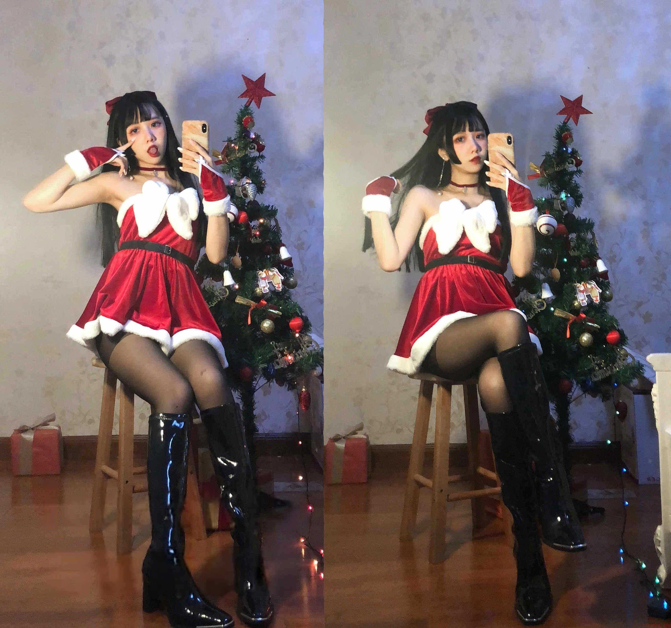 【新】果咩酱w –  圣诞 黑丝 [28P+3V][144MB百度云]